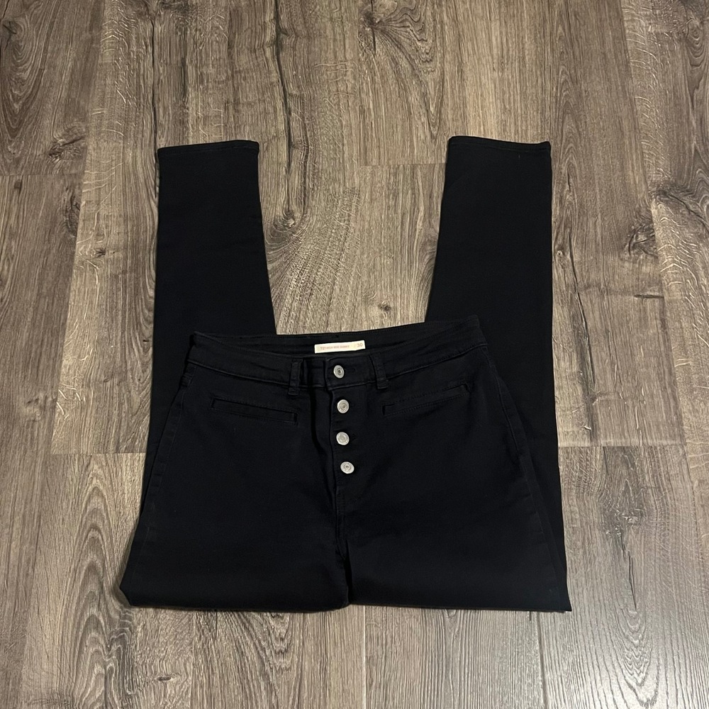 Levis 721 High Rise Skinny Jeans Womens 30 Black Button Fly Stretch Denim Pants